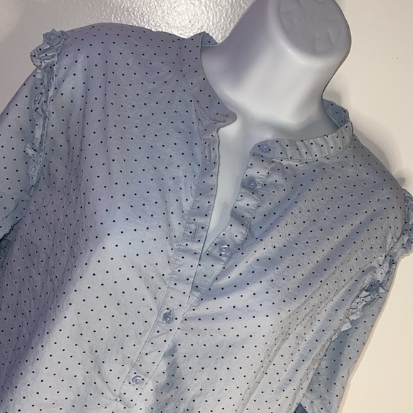 H&M womens cotton blouse size 14 Light Blue partial Button Down business casual - Picture 5 of 17